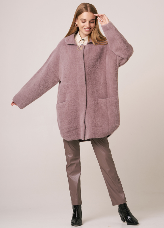 Женское полупальто из микроворса модель № 9826 универмаг малина
