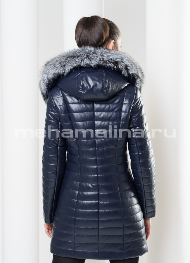 Пуховик из эко кожи модель № П-47 в кредит