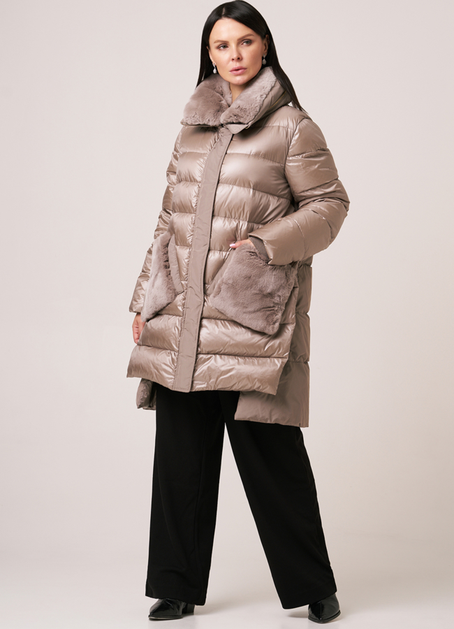 Пуховик DiegoM с меховыми карманами на молнии модель № Diego-M 758 универмаг малина