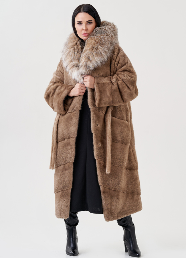 Норковая шуба с рысью модель № 23079 универмаг малина