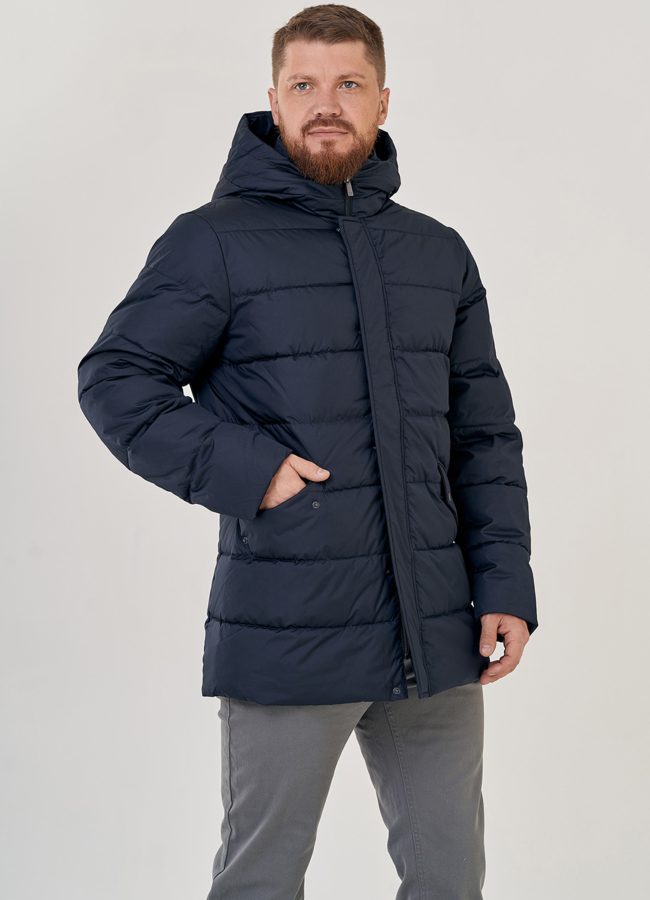 Мужской пуховик в темно-синем цвете модель № 23190 универмаг малина