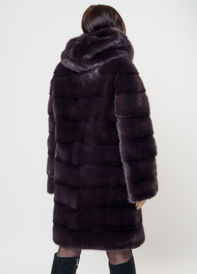 Поперечная шуба из скандинавской норки модель № S-900 в кредит