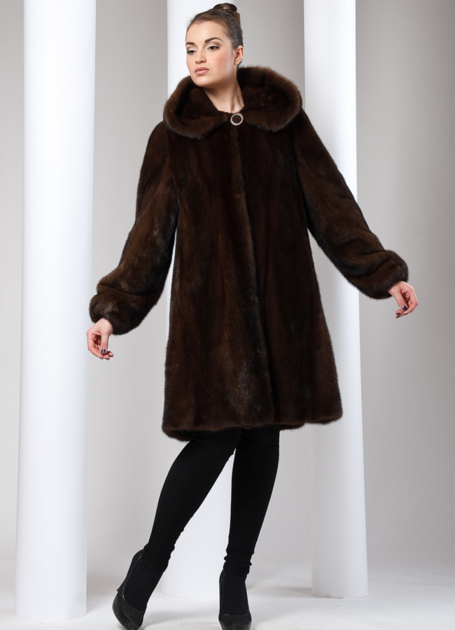 Шуба норка Brown модель № S-17 меха малина