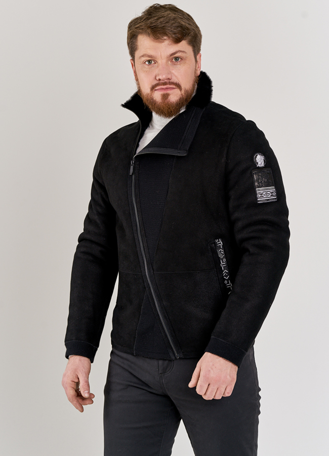 Дубленка мужская черного цвета модель № DM-501 универмаг малина