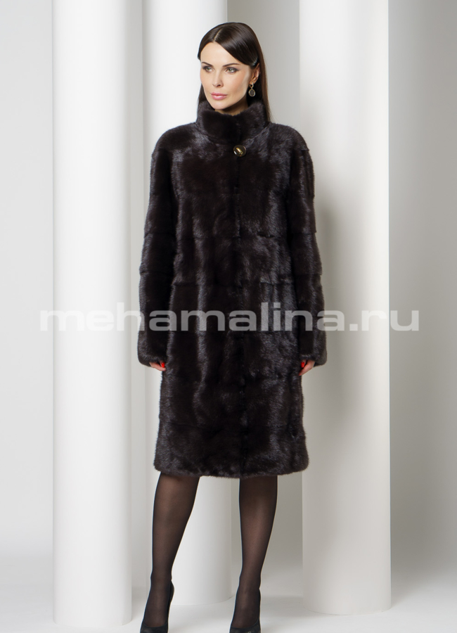 Норковая шуба воротник стойка цвет уголь модель № S-737 в рассрочку