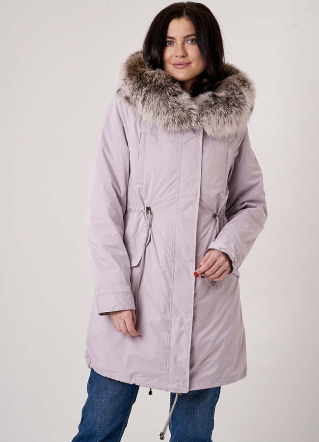 Женская парка с мехом песца модель № 18173 универмаг малина