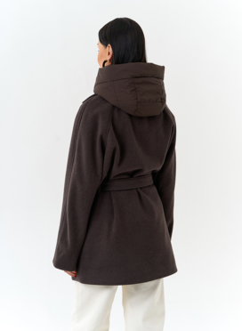 Женское пальто со съемный капюшоном