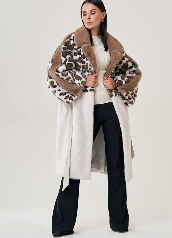 Длинная шуба оверсайз из скандинавской норки модель № 78739 универмаг малина