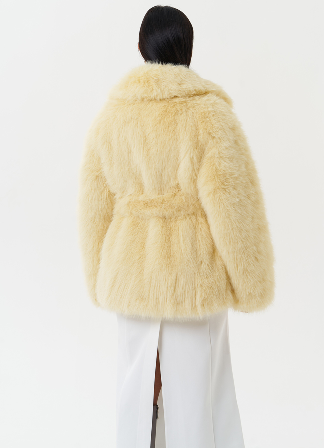 Шуба из экомеха под песца модель № 1345 в кредит