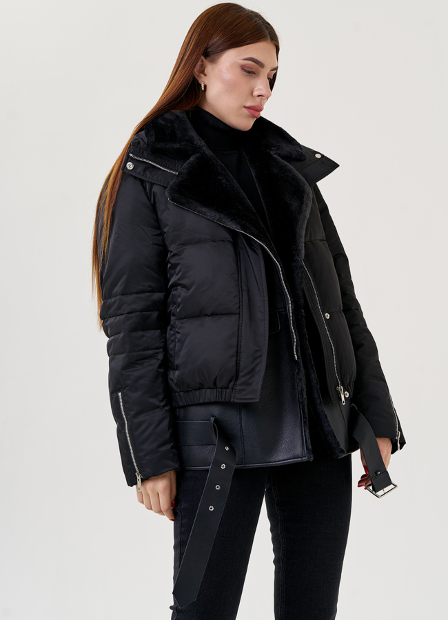 Дубленка из искусственного меха 2 в 1 модель № 79317 универмаг малина