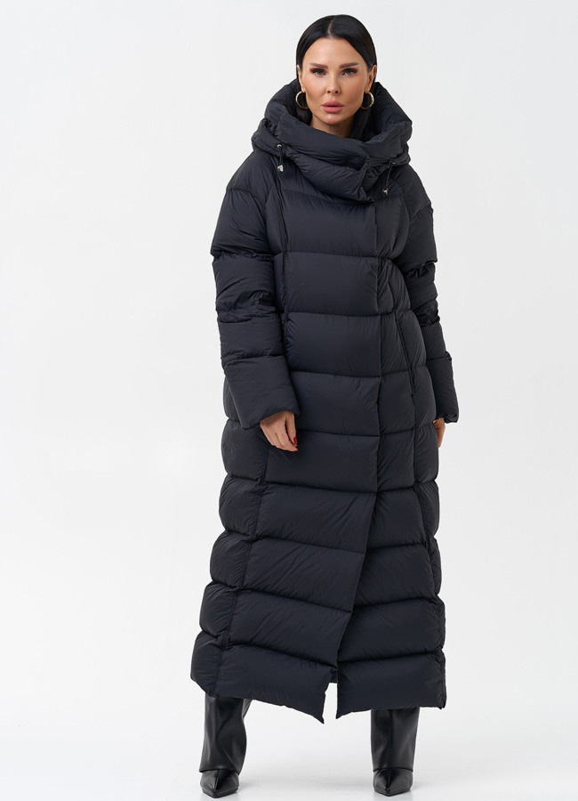 Женский пуховик с капюшоном  модель № 28976 меха малина