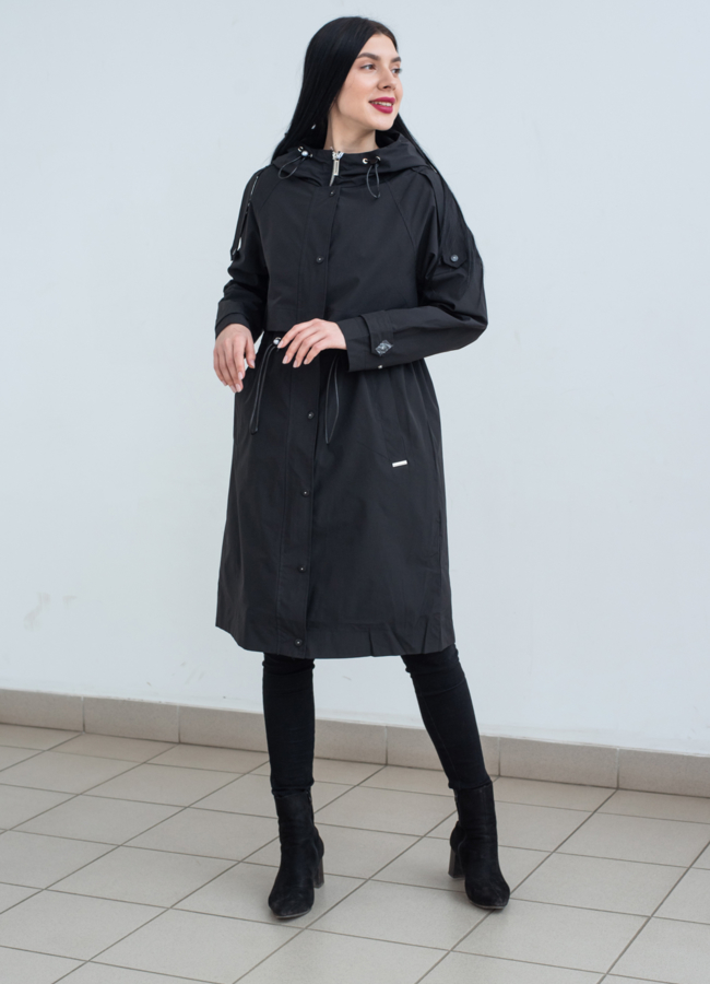 Парка женская черного цвета  капюшоном  модель № 22769 в кредит