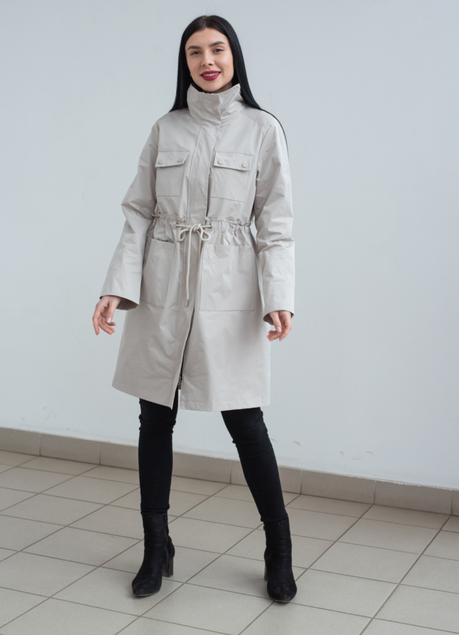фото Плащ женский бежевого цвета модель № 22873