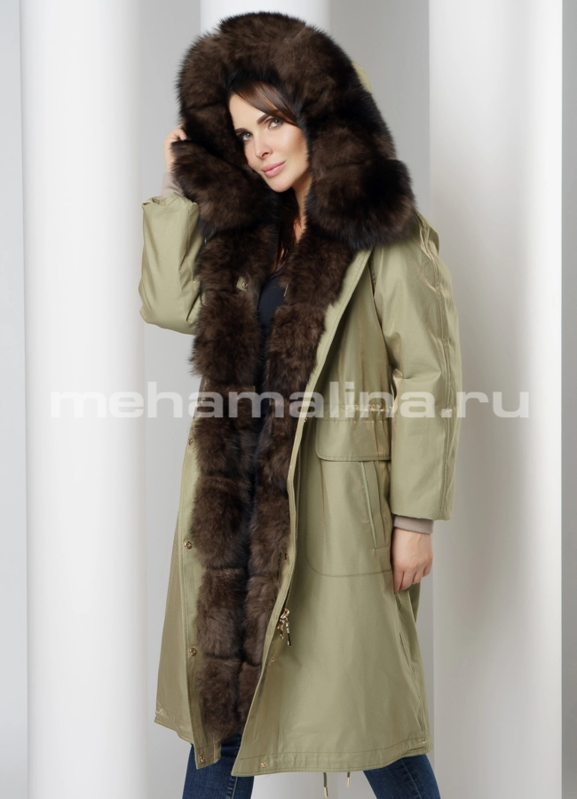 Парка модель № П-311 меха малина