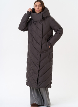 Женский длинный пуховик с капюшоном