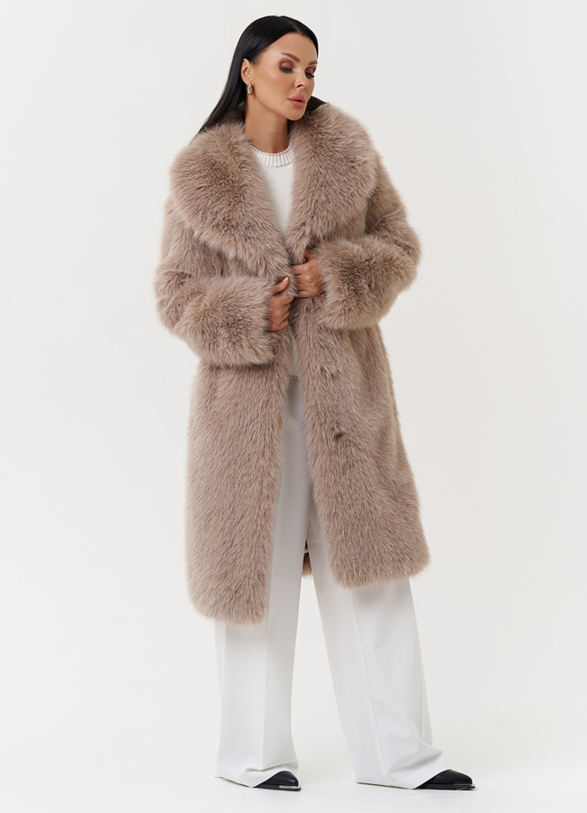 Шуба из эко меха под песца модель № 28687 универмаг малина