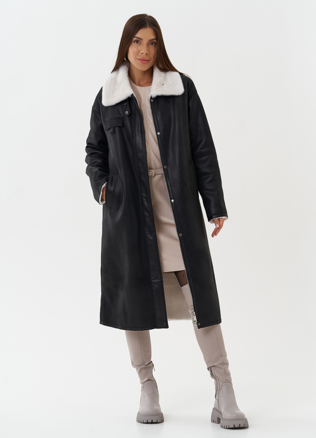 Удлиненное пальто из эко замши модель № 27710 универмаг малина