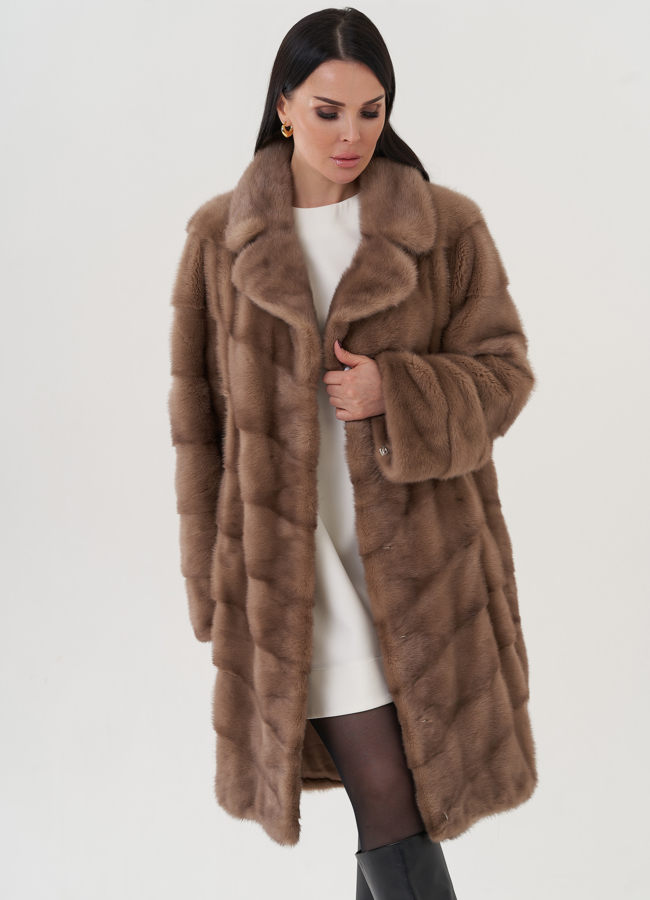 Шуба из норки с английский воротником  модель № 25754 универмаг малина