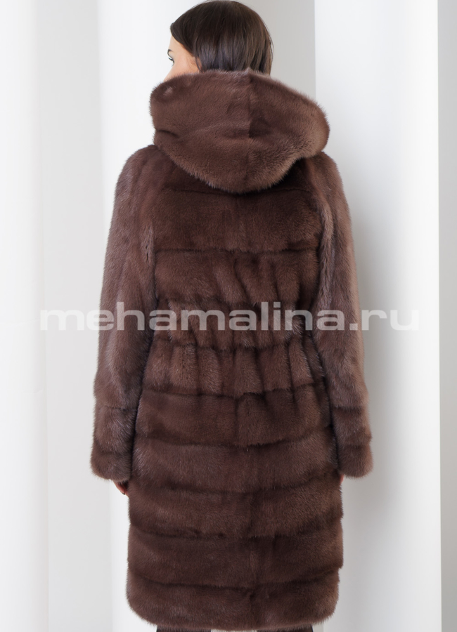 Норковая шуба, цвет соболь модель № S-458 в кредит