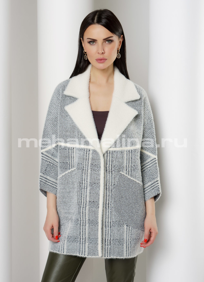 Пальто из микроворса модель № C-651 меха малина