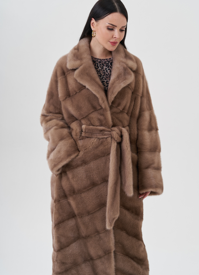 Норковая шуба с английским воротником  модель № 24647 в рассрочку