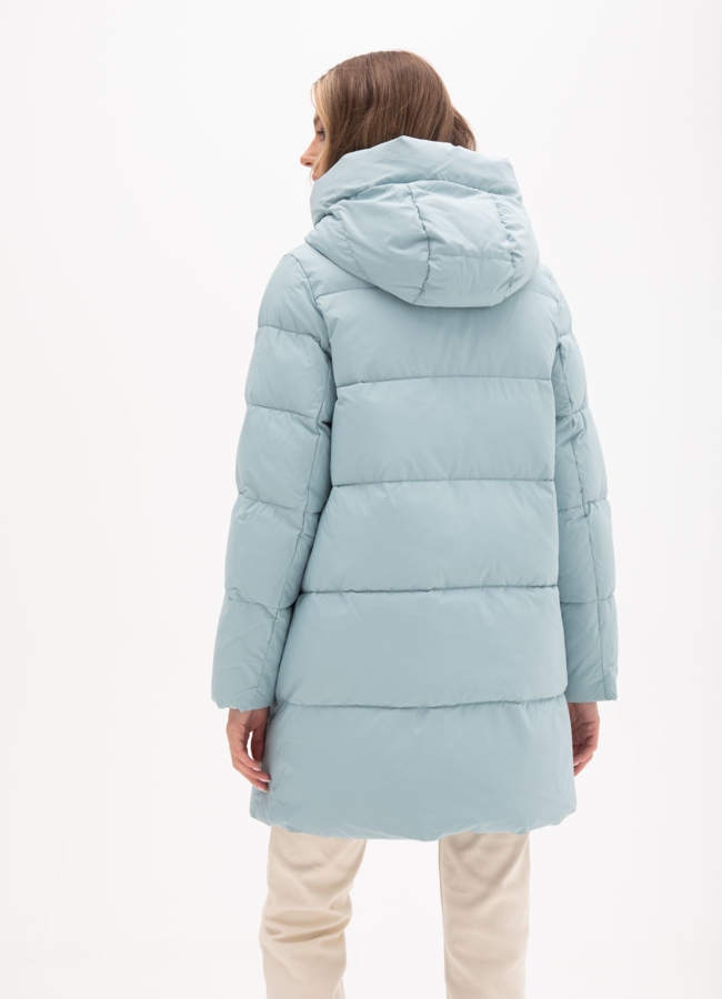 Женский пуховик с капюшоном  модель № 25766 универмаг малина