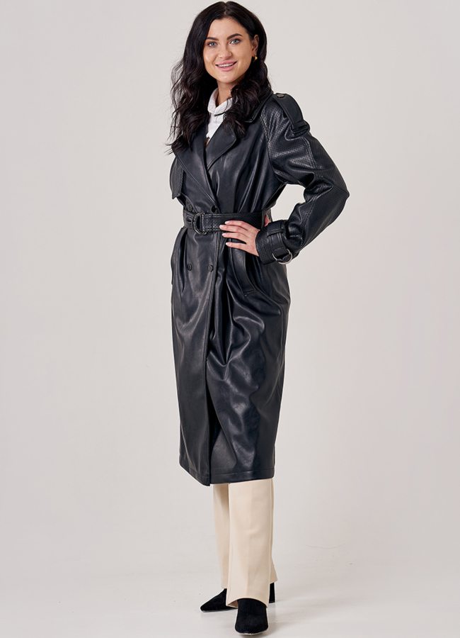 Женское пальто из искусственной кожи модель № 605 универмаг малина