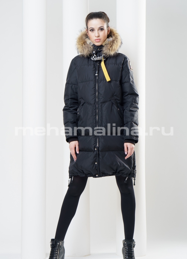 Черный пуховик с капюшоном модель № П-48 в рассрочку
