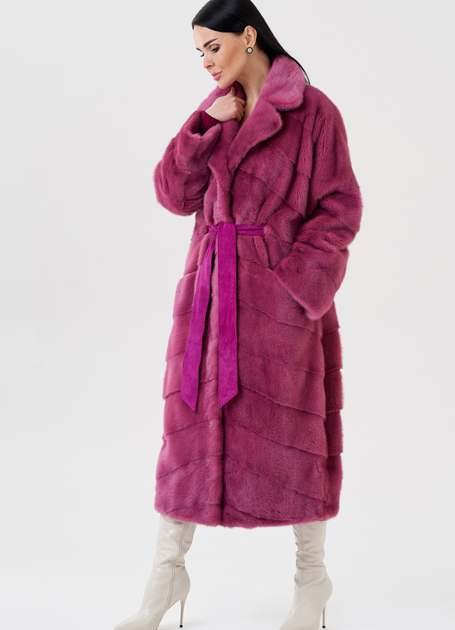 Шуба из норки с английским воротником  модель № 23976 универмаг малина