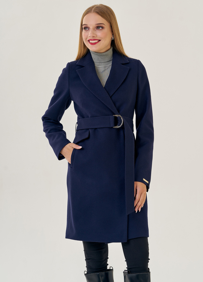 Женское пальто с поясом модель № 22953 универмаг малина