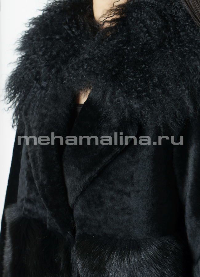 Дубленка из овчины с английским воротником модель № 3213 универмаг малина