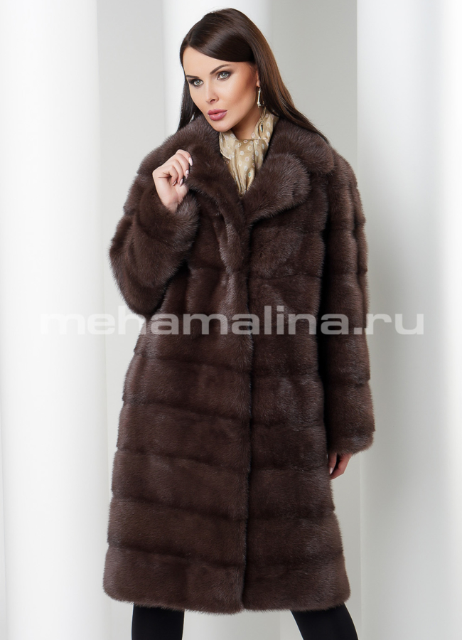 Шуба поперечная модель № S-499 меха малина