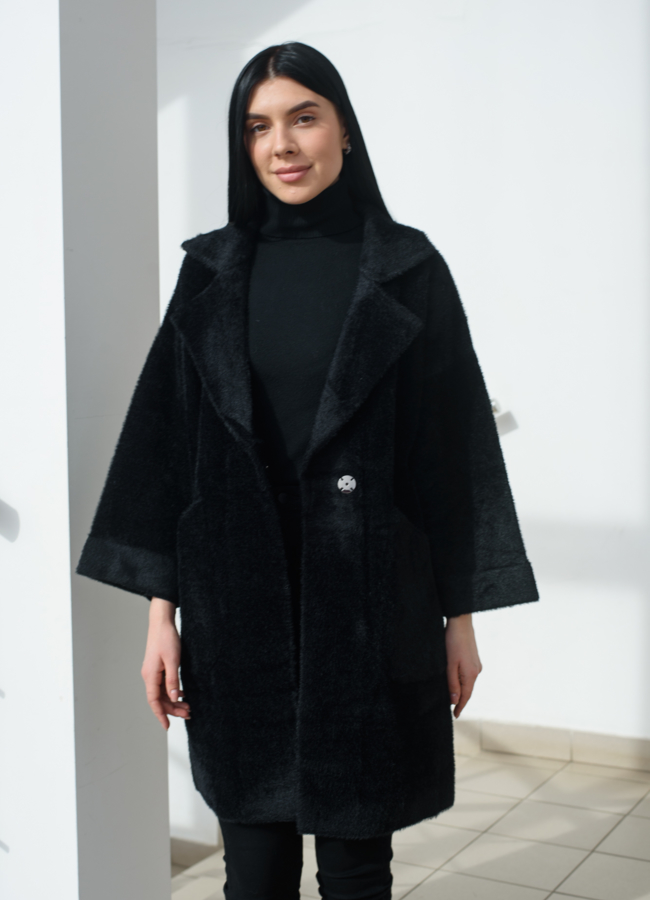 Кардиган  с английским воротником черного цвета  модель № 22505 универмаг малина