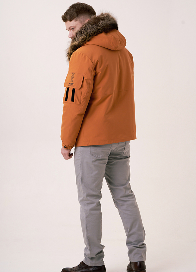 Мужская парка с меховой отделкой  модель № 387 в кредит