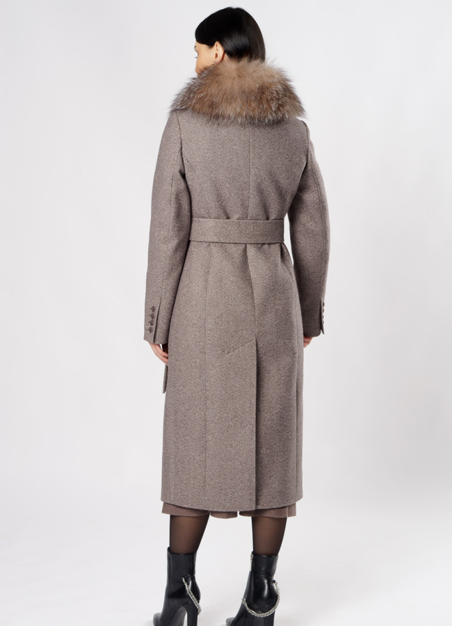 Удлиненное зимнее пальто с поясом модель № 051 в рассрочку