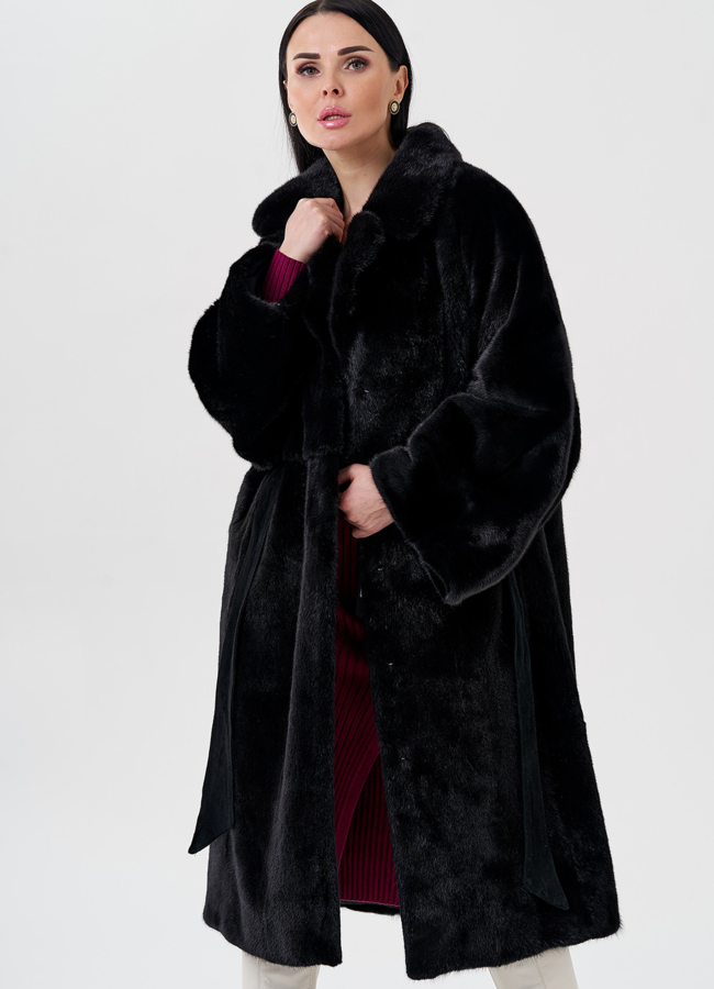 Шуба из норки с английским воротником  модель № 23986 универмаг малина