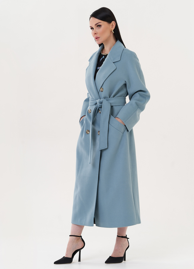 Длинное пальто с английским воротником модель № 26424 в кредит