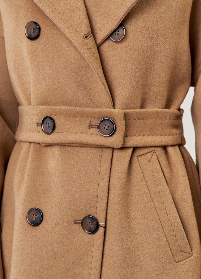 Двубортное женское пальто в длине макси модель № 21347 универмаг малина