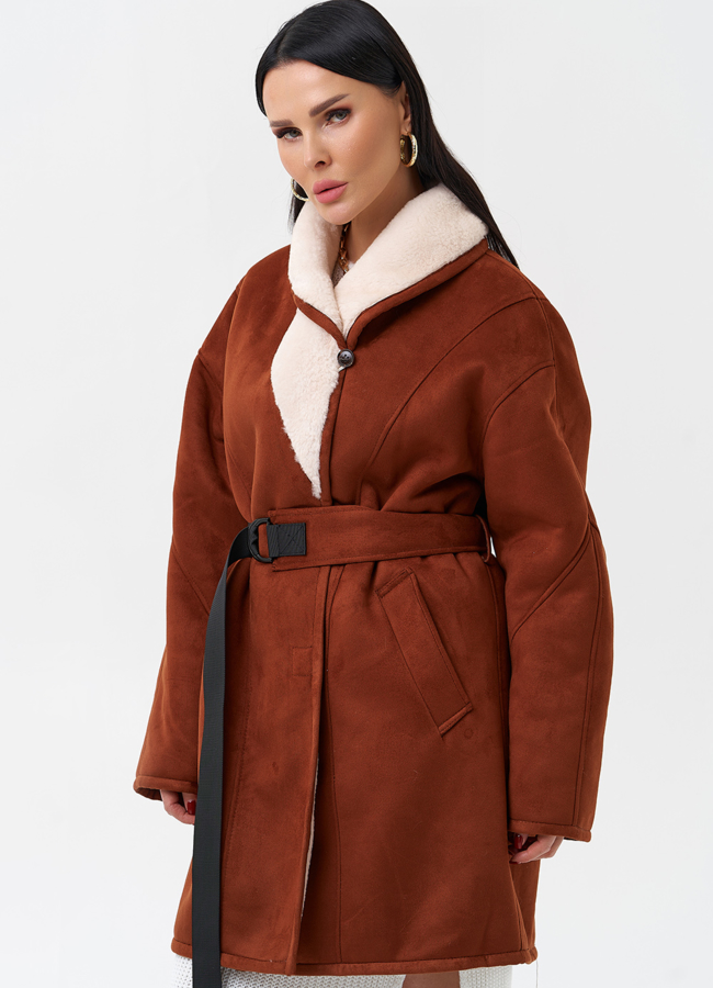 фото Женская дубленка из эко кожи модель № 28527