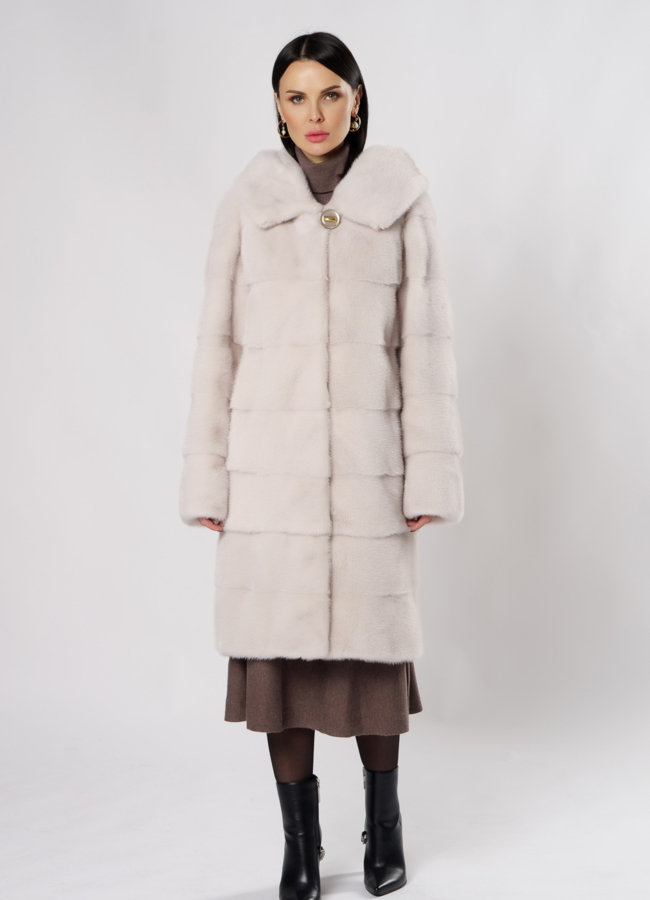 Светлая норковая шуба трансформер модель № S-861 универмаг малина