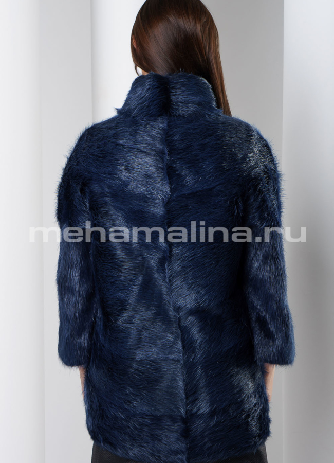 Шуба синего цвета модель № S-548 универмаг малина