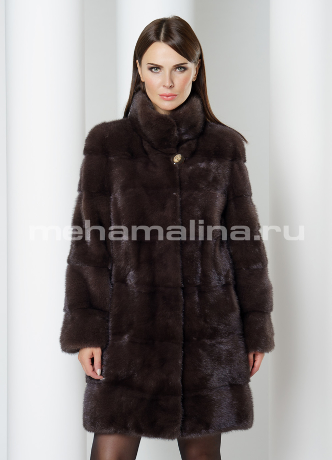 Норковая шуба модель № S-640 меха малина