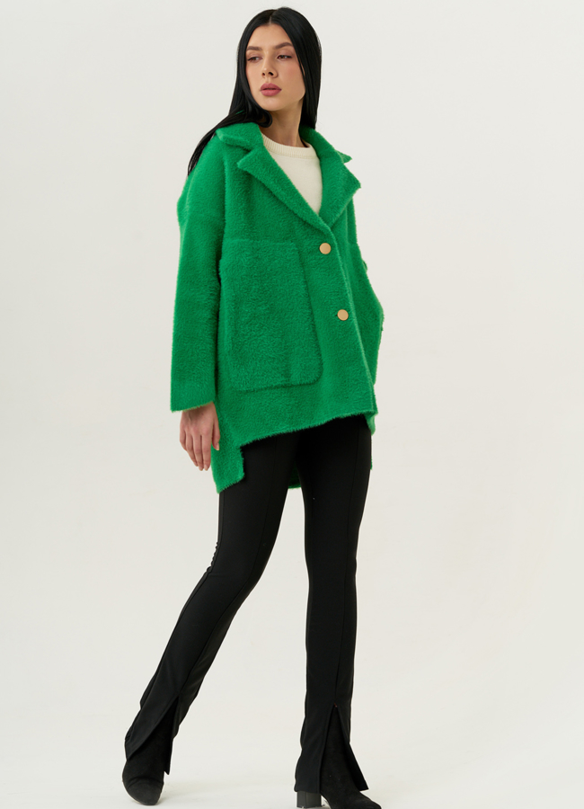 Женский кардиган с накладными карманами в зеленом цвете модель № 1991 универмаг малина