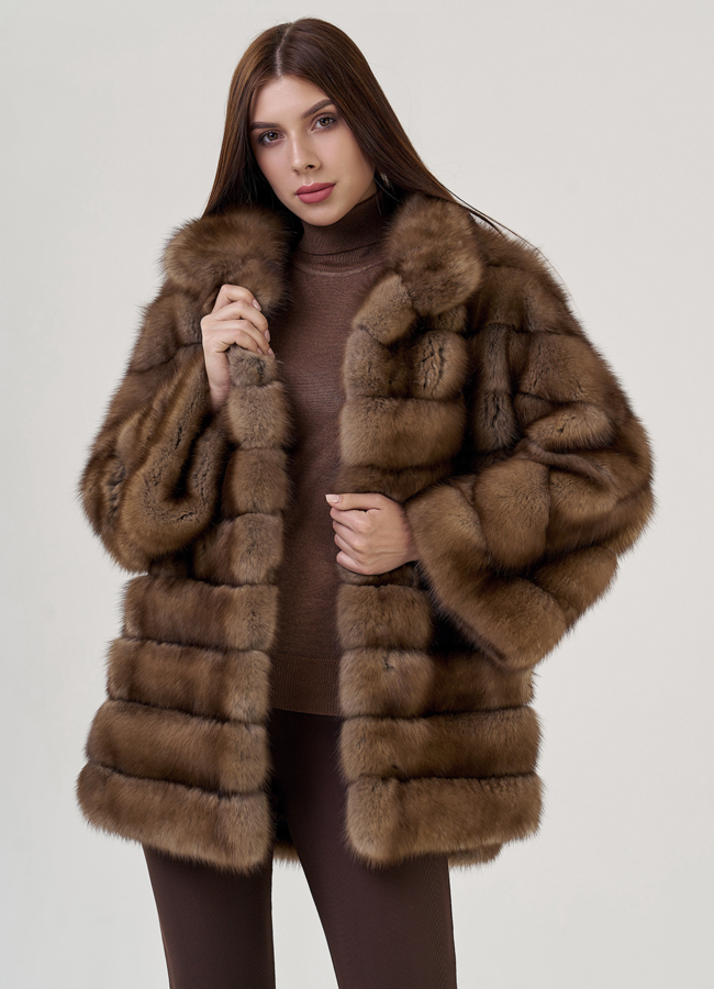 Куртка из куницы модель № 78899 меха малина