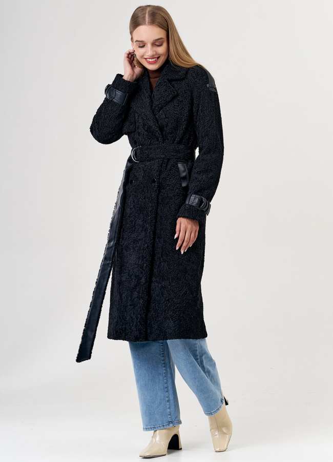 Утепленное пальто из искусственного меха модель № 21498 универмаг малина