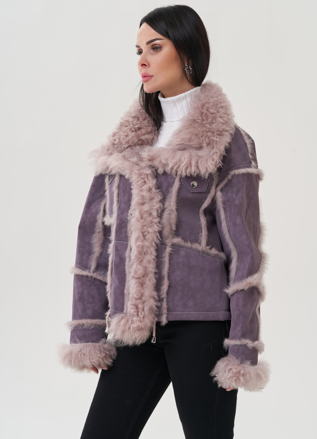Женская куртка фиолетового цвета с меховой отделкой модель № 25545 универмаг малина Женская куртка фиолетового цвета с меховой отделкой модель № 25545 универмаг малина