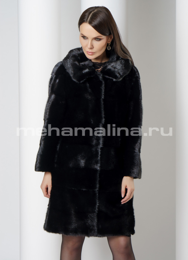 Норковая шуба трансформер в черном цвете модель № 2105 универмаг малина
