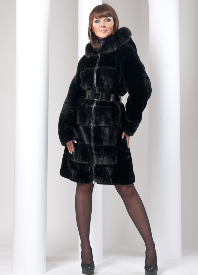Шуба мутон с норкой модель № S-25 в кредит Шуба мутон с норкой модель № S-25 в кредит