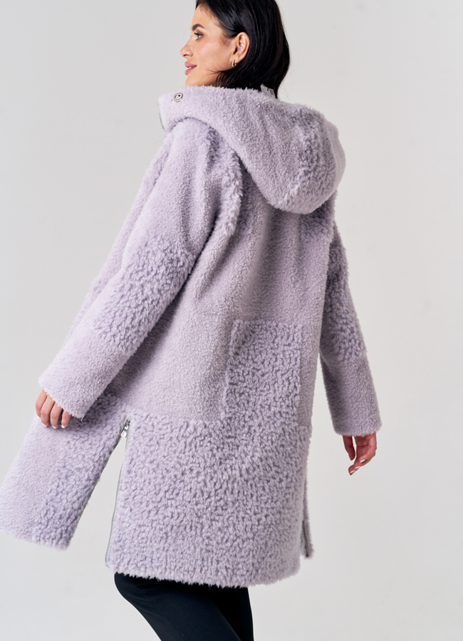 Прямое пальто из шерсти с капюшоном модель № 21560 универмаг малина