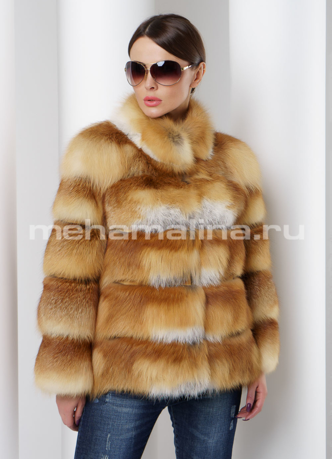 Шуба лиса модель № S-530 меха малина